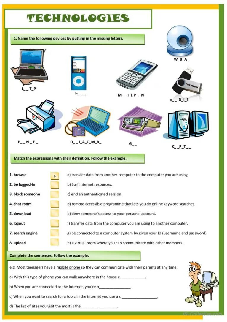 Device tasks. Technology Vocabulary Worksheet. Задания английский Computers. Компьютер на уроках английского языка. Части компьютера на английском.