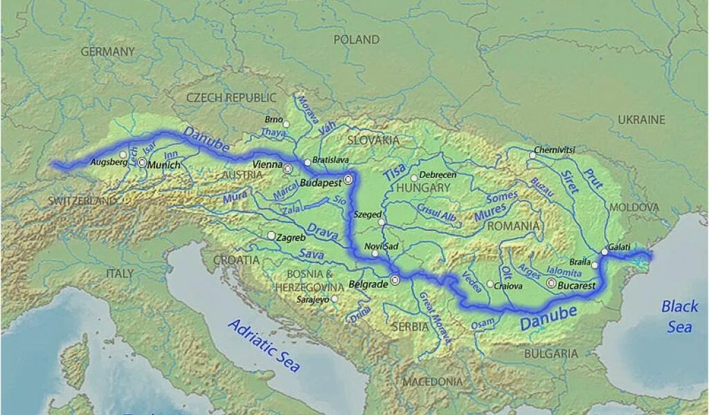 Бассейн реки Дунай. Бассейн реки Дунай на карте. Устье реки Дунай на карте. Исток реки Дунай на карте. Направление рек в мире