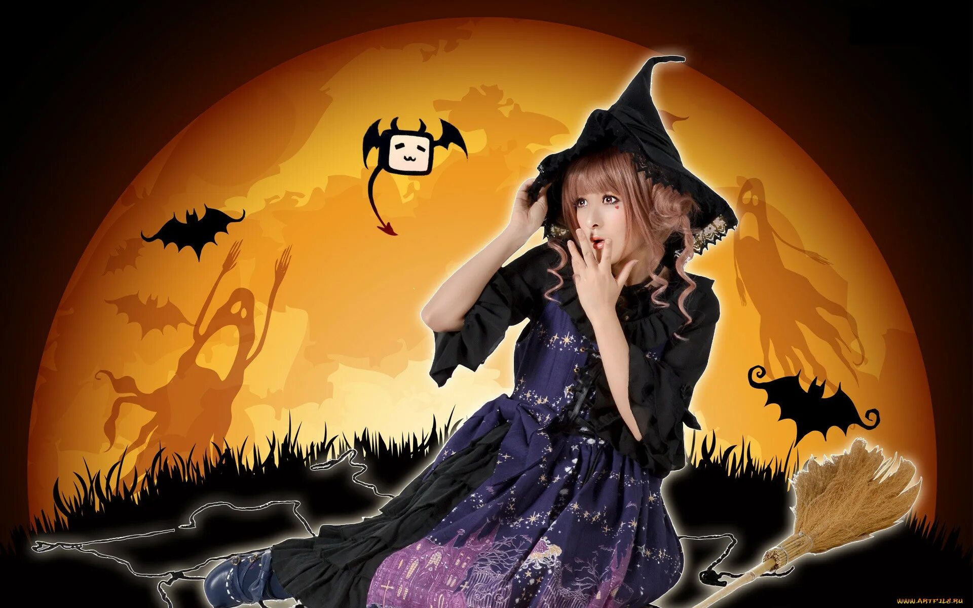 Ведьмочки с летучими мышками. Хэллоуин иллюстрации. Ведьма и летучая мышь. Ведьма и летучая мышь. Летучие мыши арт готические.