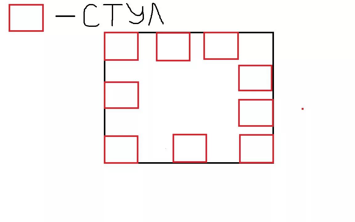 7 стульев у 4 стен поровну. Расставить 10 стульев в квадратной комнате. Расставить 10 стульев вдоль стен. Расставьте 9 стульев у четырёх стен так. Расставить 10 стульев в квадратной комнате вдоль стен.