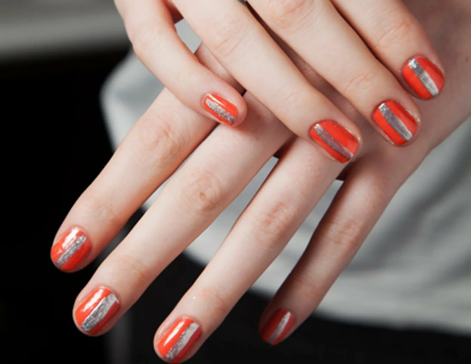 Red Nails With Stripes Design Nail Art Idea Classy nail designs, Red nails, Red 