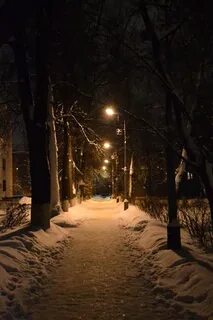 Темная улица зимой