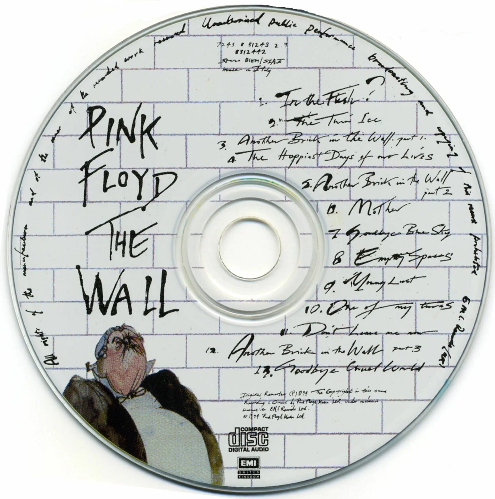 Пинк Флойд альбом 1979. Pink Floyd the Wall диск. Обложка CD Pink Floyd the Wall. Пинк Флойд стена диск.