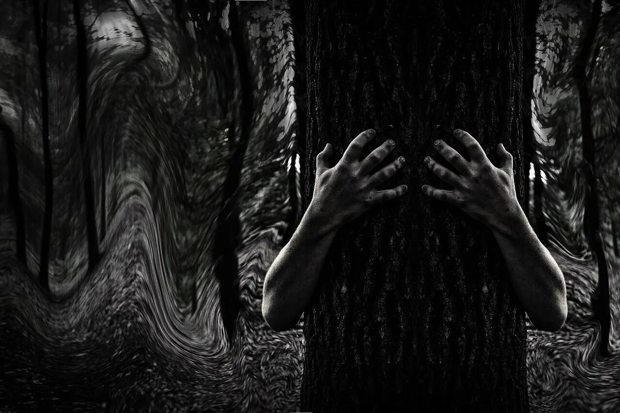 Темный человек рассказ. Страх в лесу. Темный лес ужасы. Кричащий лес.