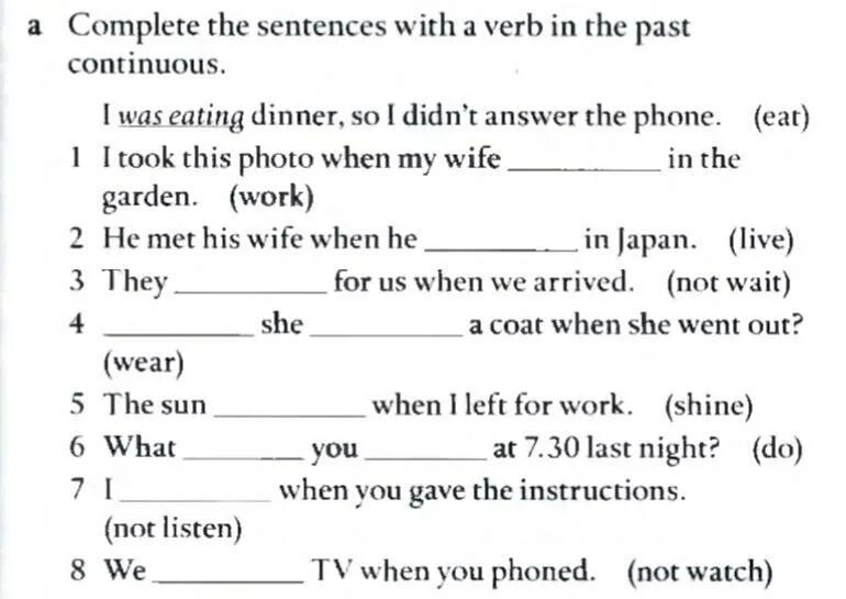 Exercise 7 complete the sentences