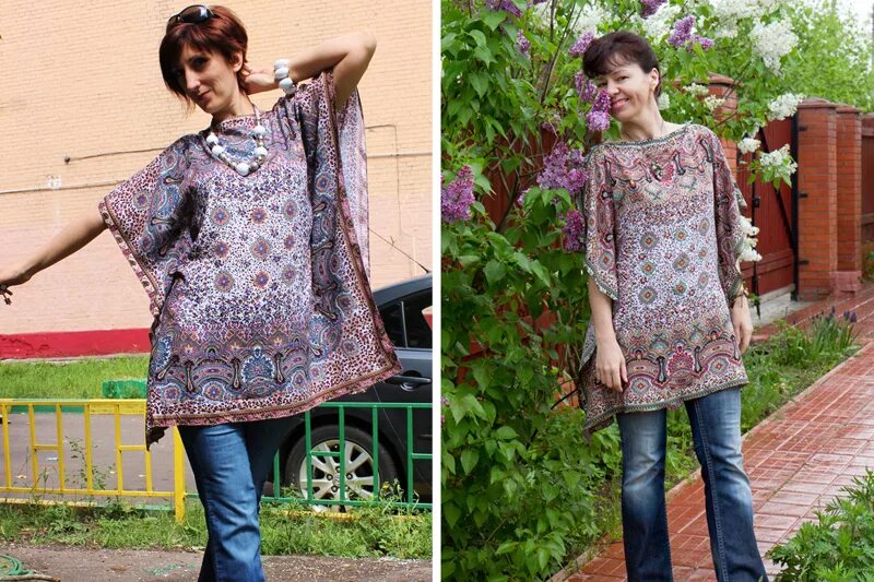 Что можно сшить из платков. Туника из двух платков. туника из палантина. сшить тунику. летнее туника из палантина.