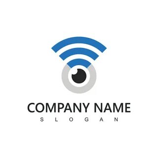 Wireless Company Logo Template Secure Wireless Concept Using Eye And Wireless Ic