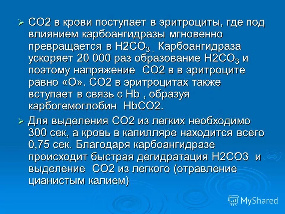 Дыхание транспорт газов кровью