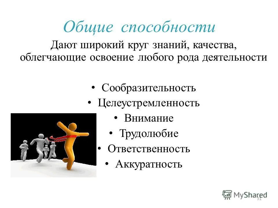дать умение. проверка способностей. общие способности. умение выслушать. повышение стрессоустойчивости.