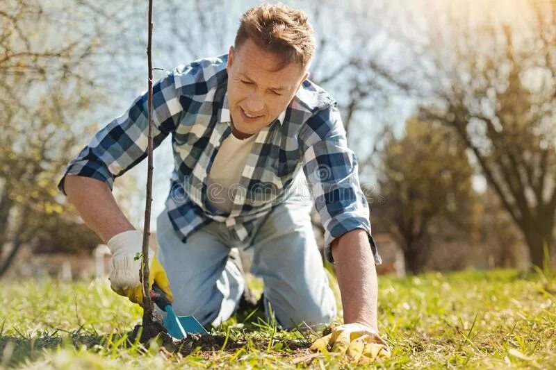 He is working in the garden. …………… in the garden is very tiring (dig)..
