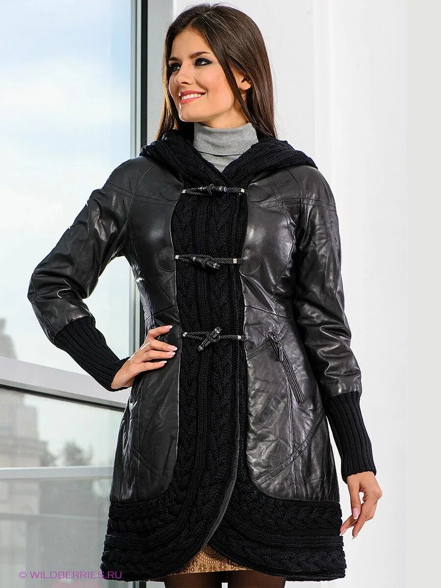 Как расширить пальто. Кожаное пальто la Reine Blanche. Пальто женское комбинированное с кожей. Комбинированные кожаные пальто. Комбинированные куртки женские.