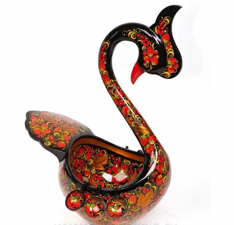 Роспись изделия хохломы. Хохломская роспись. лебедь.. хохломская роспись русский народный промысел. золотая хохлома братина. гжель братина.