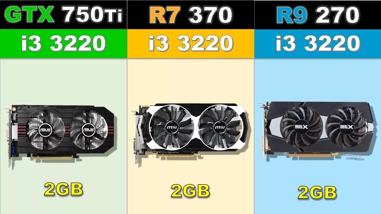 RX 550 2gb vs GTX 750 ti 2gb. R7 270 vs 1050ti. R7 370 vs 1050ti. R9 270x 2gb ASUS vs 1050ti.