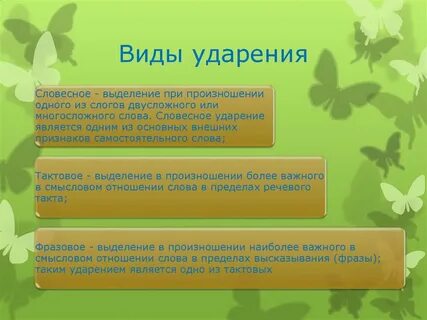 Виды ударений в русском языке