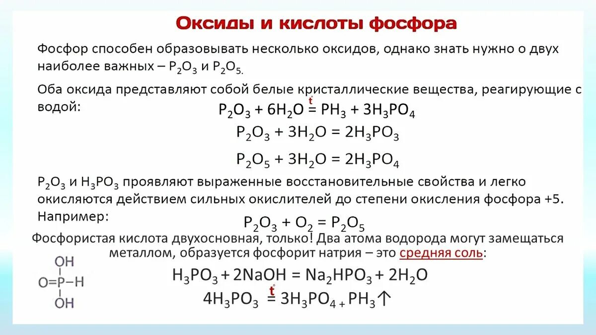 Соединение фосфора и воды