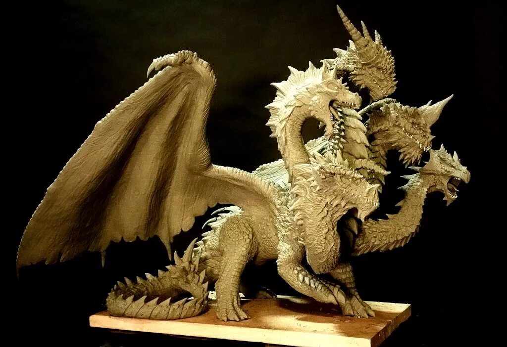 Тиамат дракон. Статуя Тиамат. Тиамат миниатюра. Статуя трехглавого дракона.