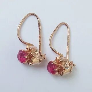 Серьги красно золотое