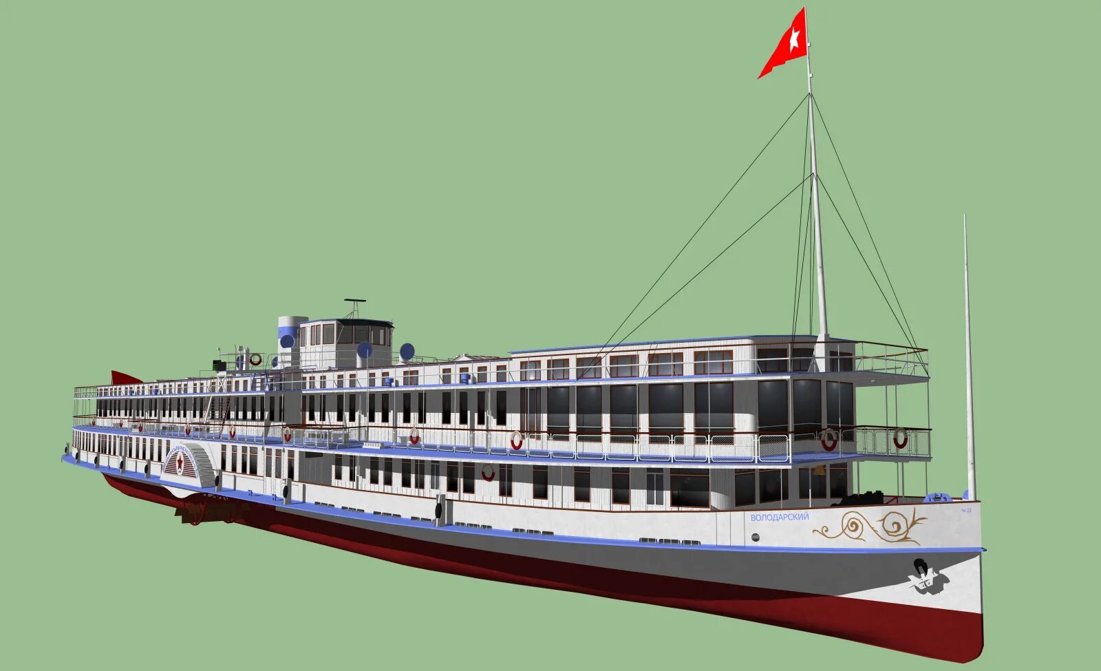 Колёсные пароходы проекта 737. Пароход Володарский модель.