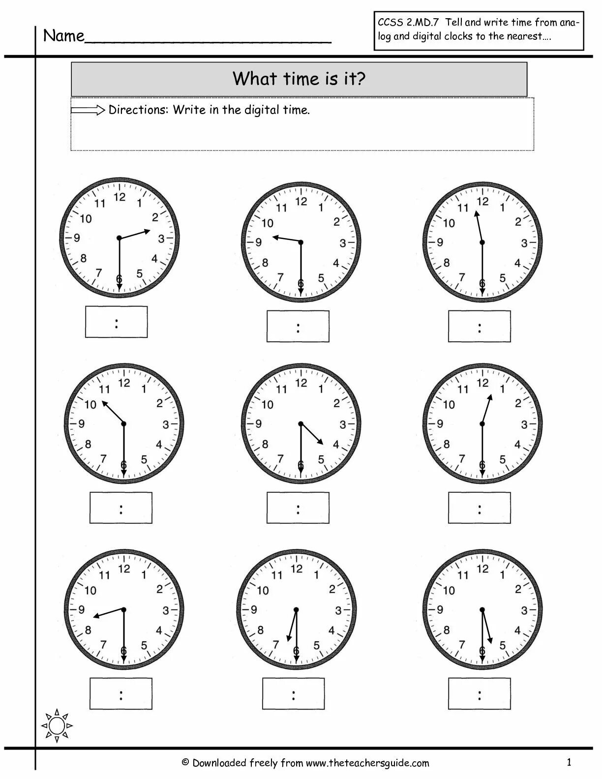 Telling the time worksheet