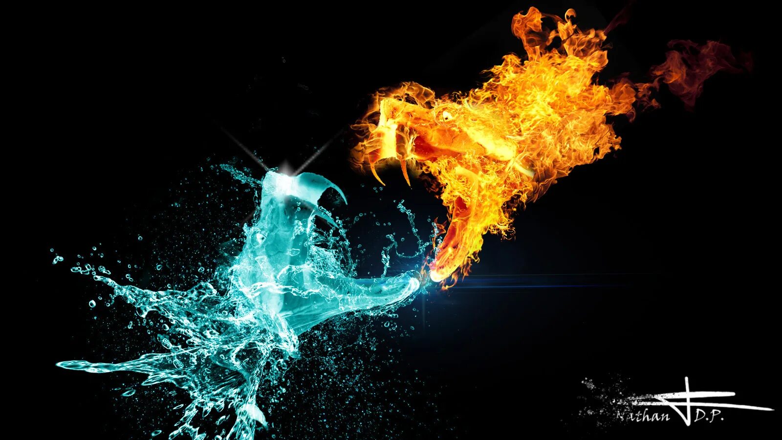 огонь и вода. вода и пламя. две стихии огонь и вода. синий огонь в руке. две стихии мужчина и женщина.