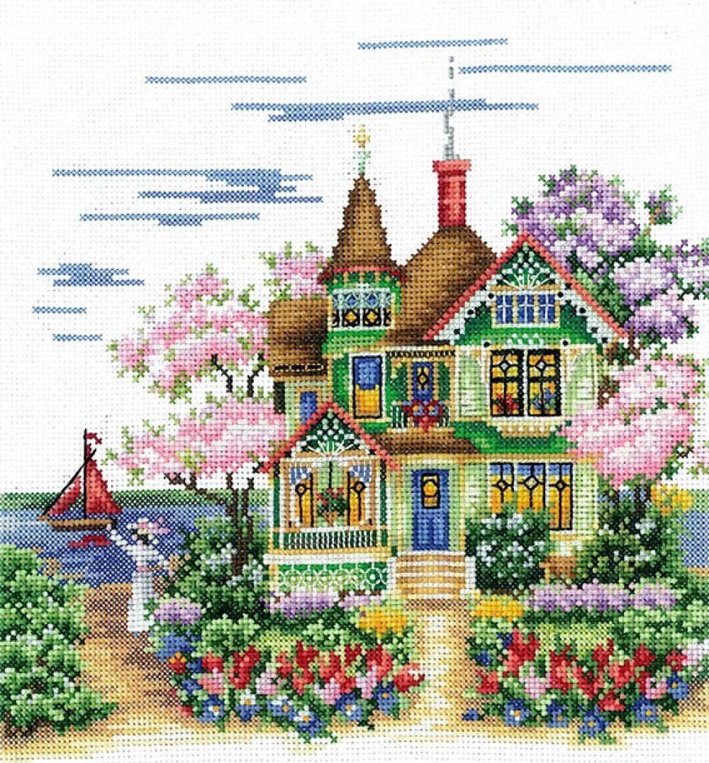 панна домики вышивка. панна домик в саду. вышивка крестиком домики. Panna загородный дом de-7201. панна вышивка крестом домики.
