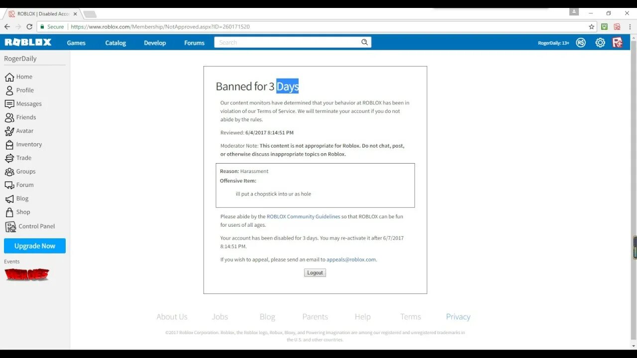 На сколько банят в роблоксе. Бан в РОБЛОКСЕ. Скрин БАНА В РОБЛОКС. Бан на месяц РОБЛОКС. Картинка БАНА В РОБЛОКСЕ.