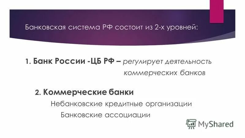 План по теме банковская система в рф