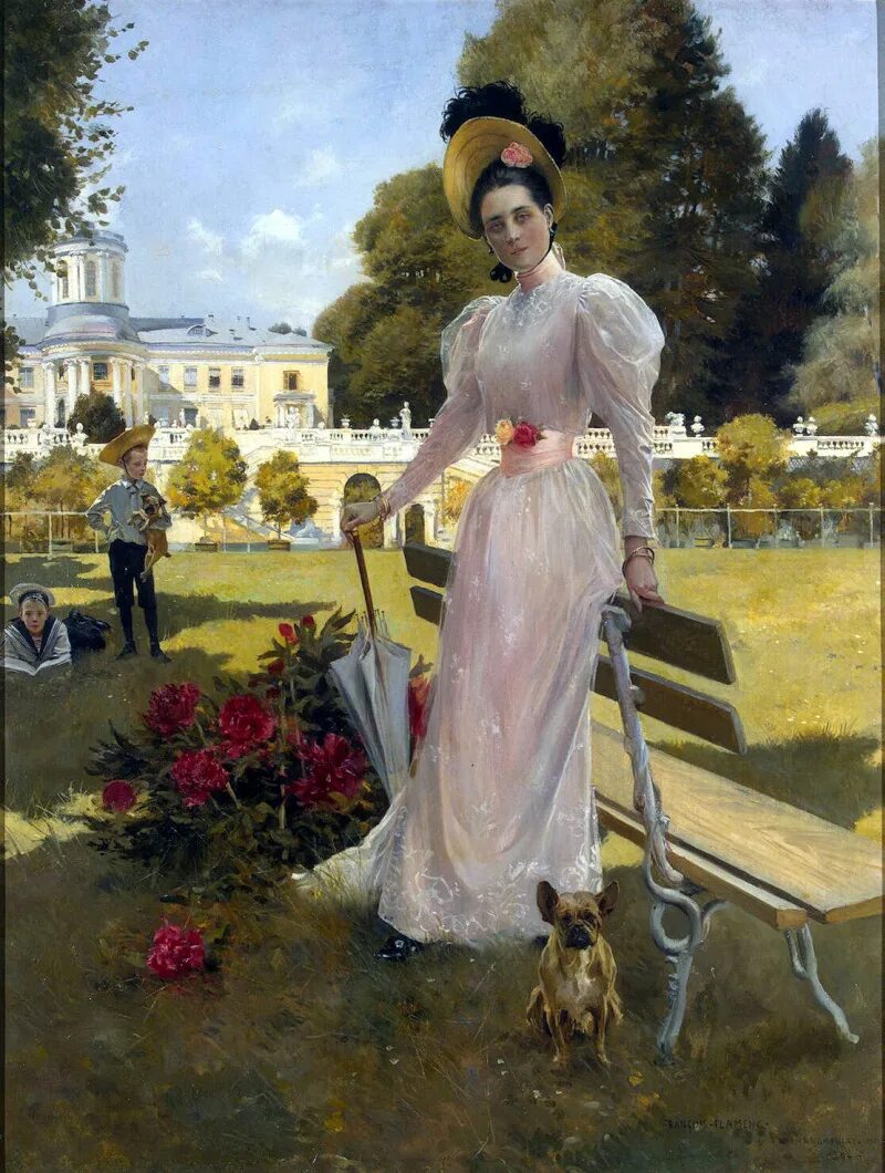Юсупова н г. Ф. фламенг. княгиня юсупова с сыновьями в архангельском (1894). франсуа фламенг (1856-1923). франсуа фламенг картины. франсуа фламенг портрет княгини зинаиды николаевны юсуповой.