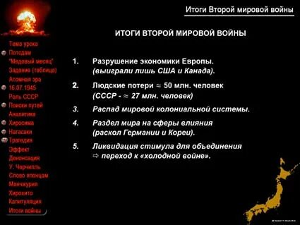 Основные итоги второй мировой