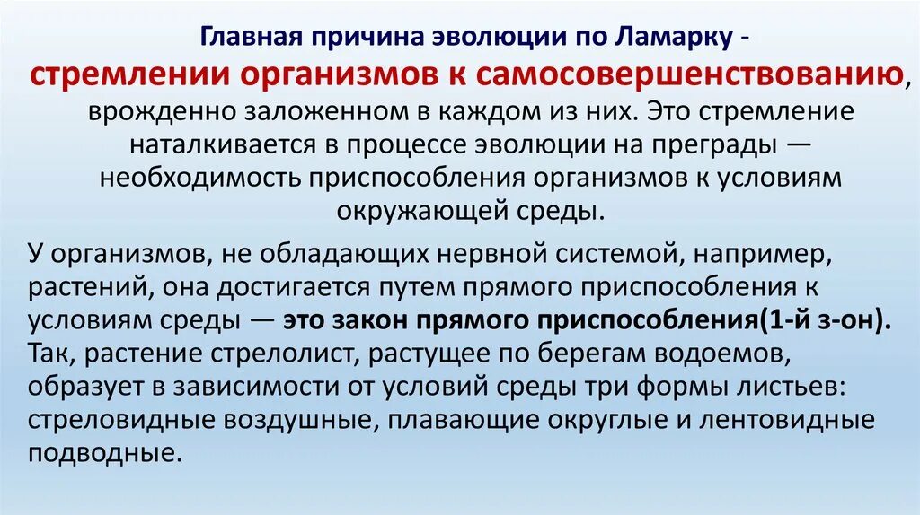 Какова причина эволюции по ж б ламарку. Стремление организмов к самосовершенствованию. Причины эволюции. Основные причины эволюции по Ламарку. Предпосылки эволюции по Ламарку это.