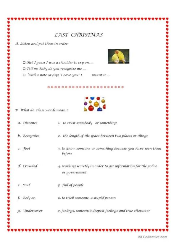 Last christmas на английском языке. Last christmas текст на английском. Last christmas worksheet. Last christmas на английском языке. Last christmas задания.