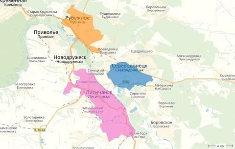 Рубежное на карте луганской