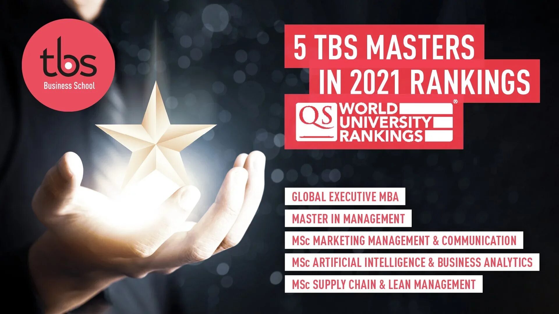 MSC Business Analytics. Global University ranking 2021. QS World University rankings 2023. TBS Education.