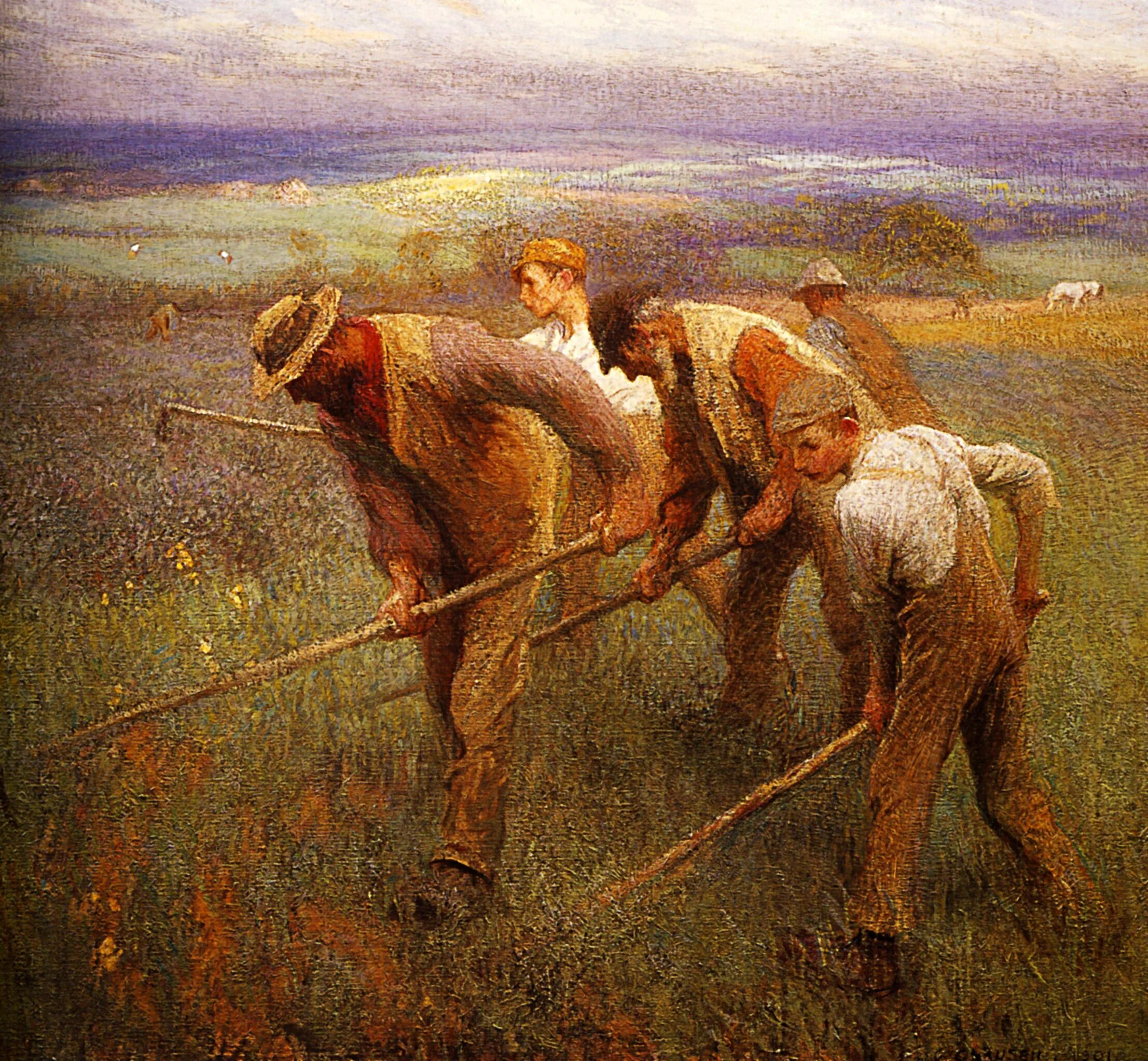 Джордж Клаузен (1852-1944). Джордж Клаузен Косцы. Мясоедов художник Косцы. Джордж Клаузен картины.
