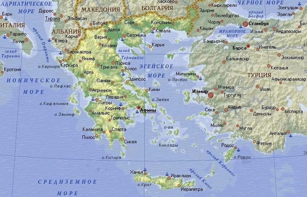 Какое море омывает берега греции. Карта Греции и Турции с островами на русском языке. Географическая карта Греции. Греция карта с островами на русском языке. Границы Греции на карте.