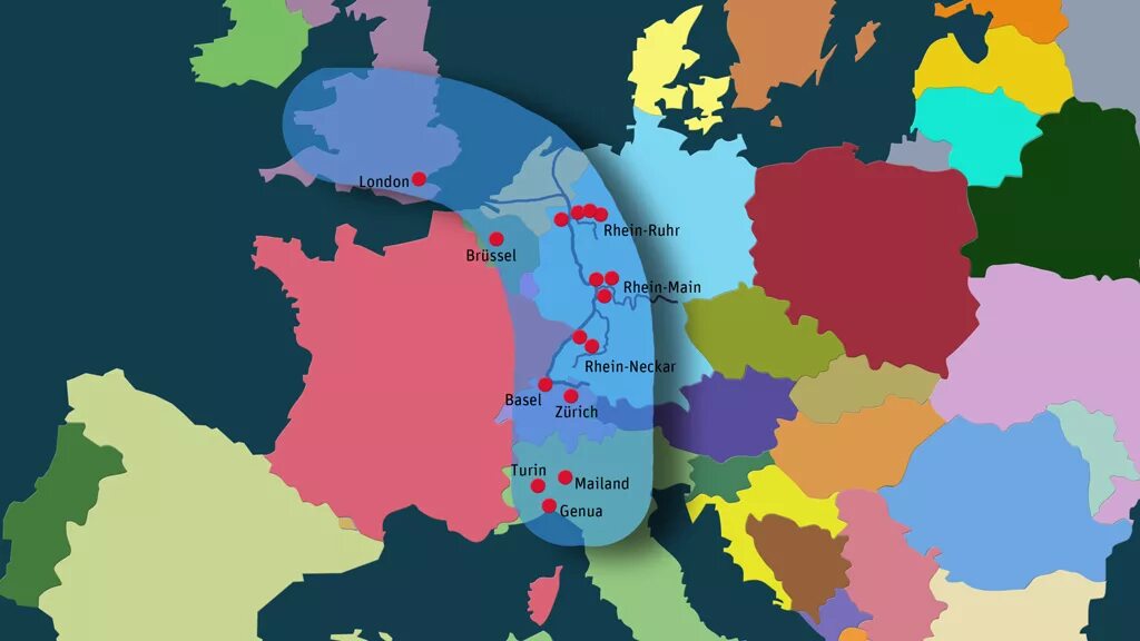 Рейнский Мегалополис. Голубой банан в Европе. Голубой банан на карте. Крупнейший Мегаполис Европы. Blaue monarchie v3 slowed