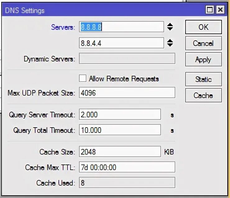 Static cache. Static cache