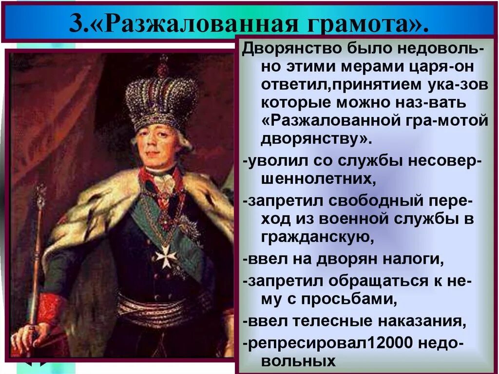 Рубеж веков павловская россия презентация. Разжалованная грамота дворянству Дата.