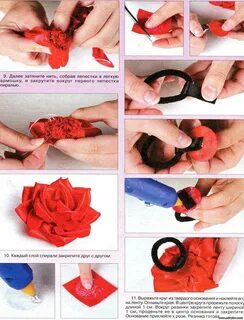 Как собрать цветок из ткани - фото