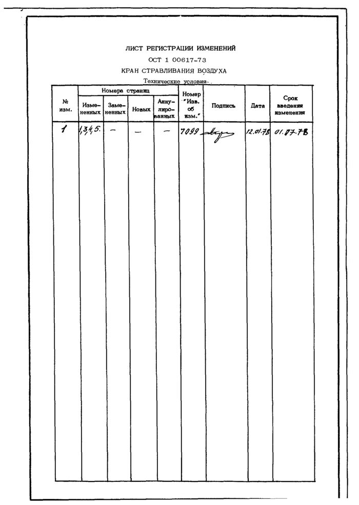 Ост 617. Лист регистрации изменений технических условий. Лист регистрации изменений ГОСТ. Лист регистрации изменений в ту. Заполненный лист регистрации изменений.