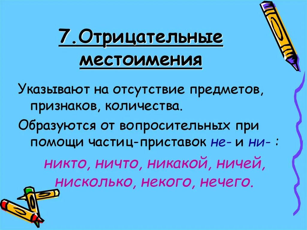 Отрицательные местоимения. Местоимения 7 класс. Местоимения 6 класс. Отрицательные местоимения вопросы. Укажите слово которое не является местоимением другой