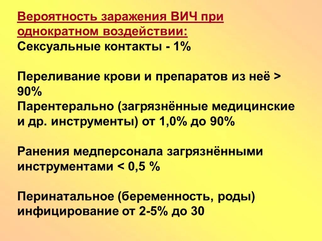 Вич после полового акта. Вероятность заражения ВИЧ. Вероятность заражения СПИДОМ при однократном. Риск заражения ВИЧ при однократном. ВИЧ инфекция вероятность заражения.