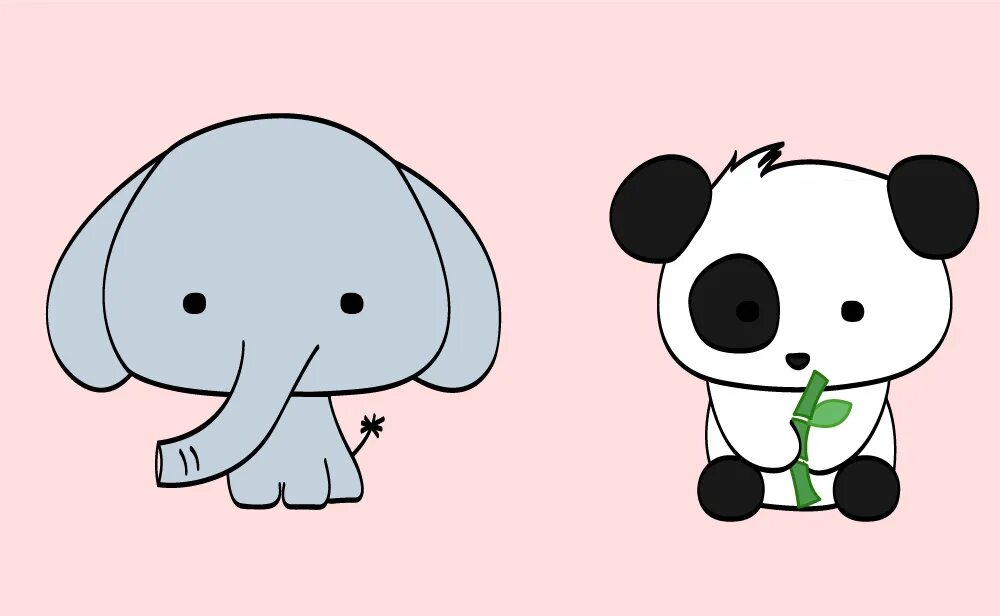 Bing рисовать. Слоник для срисовки. Слоненок для срисовки. Слоник Каваи. Слон и Панда.