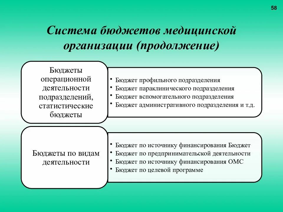 Бюджет медицинской организации. Управленческий учет в здравоохранении. Бюджетные подсистемы. Виды бюджетов мед организаций.