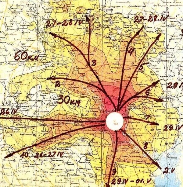 Чернобыльская аэс радиус. Зона поражения Чернобыльской АЭС на карте. Чернобыль зона распространения радиации. Чернобыльская АЭС карта заражения. Зоны распространения радиации при Чернобыльской аварии.
