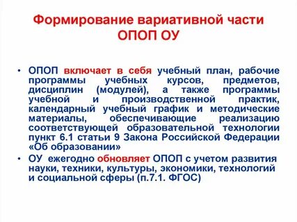 Вариативная рабочая программа