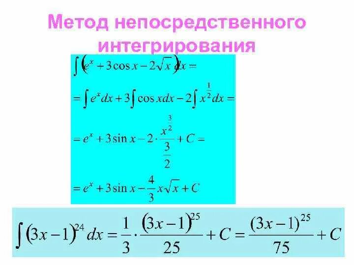 Интеграл методом непосредственного интегрирования. Метод непосредственного интегрирования. Методы интегрирования непосредственное интегрирование. Метод непространственного интегрирования. Метод непосредственного интегрирования в неопределенном интеграле.