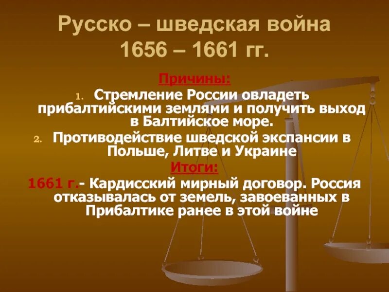 Причины русско шведской войны 1656 1661