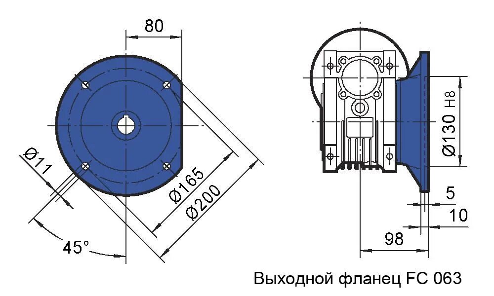 Фланец червячного редуктора