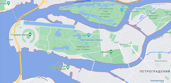 Крестовский остров санкт петербург карта